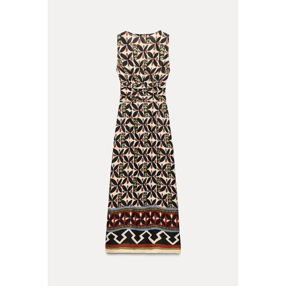 Zara Womens Midi Dress Size XS Multicolor Floral Cut Out 8626/159 NWT - Picture 3 of 13